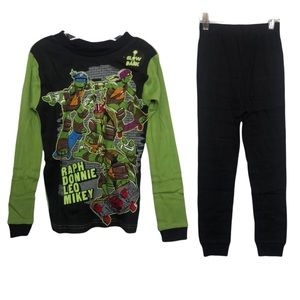 TMNT Classic Graphic Kids Pajama Sleepwear Matching Set Size 8 NEW
